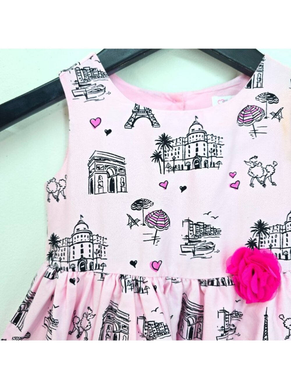 The Children's PLace Pink Paris Eiffel Sleeveless Party Dress Baby Size 2T - Picture 2 of 6